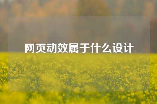 网页动效属于什么设计