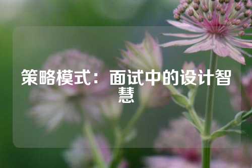 策略模式：面试中的设计智慧