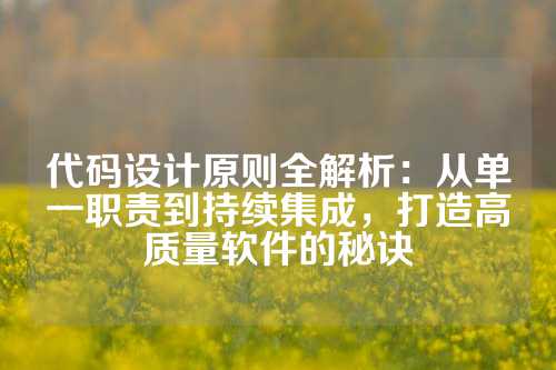 代码设计原则全解析：从单一职责到持续集成，打造高质量软件的秘诀